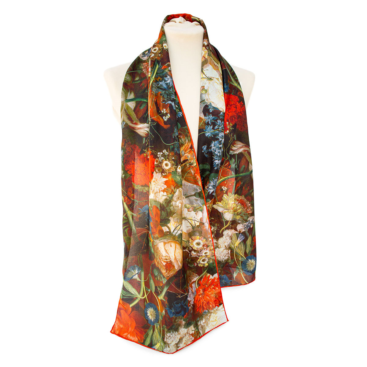 Van Huysum Flower Bouquet Silk Habotai Scarf - Style 3