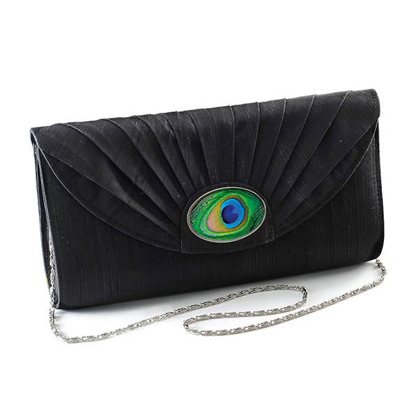 Black Silk Cameo Clutch Bag