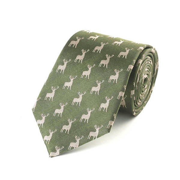 Stag Green Silk Tie