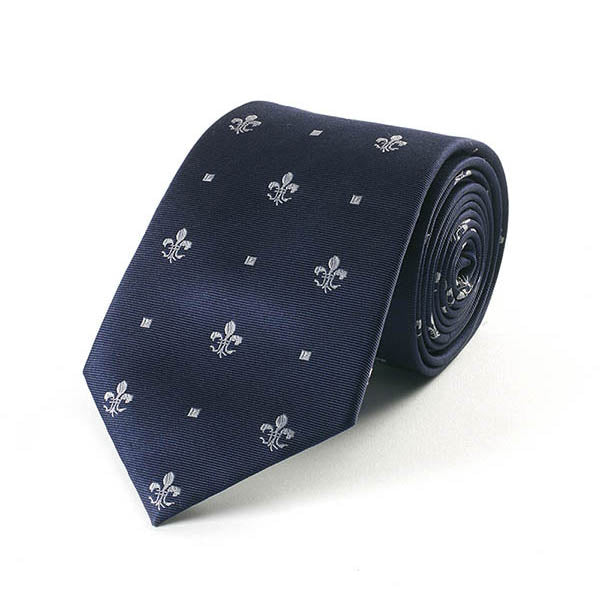 Fleur de Lis Navy Silk Tie