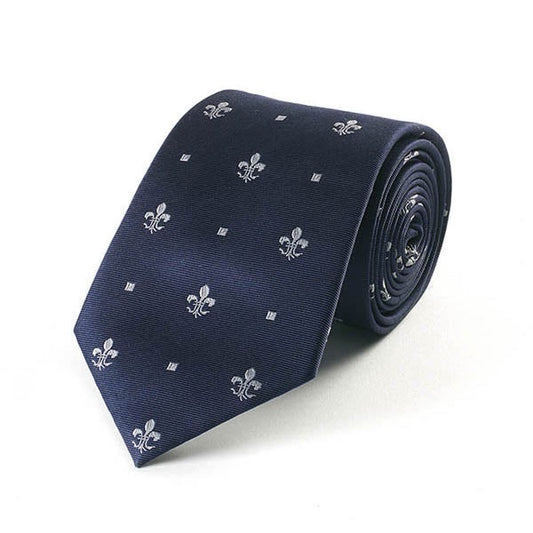 Fleur de Lis Navy Silk Tie