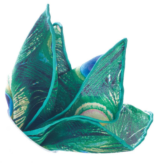 Peacock Feathers Pocket Square