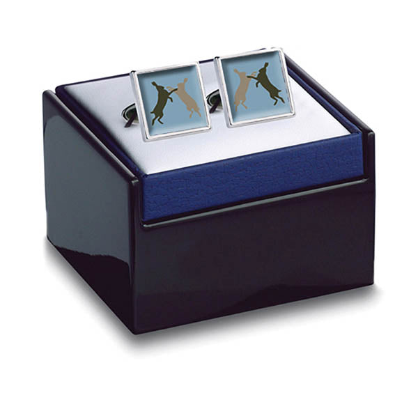 Boxing Hares Cuff Links Boxed