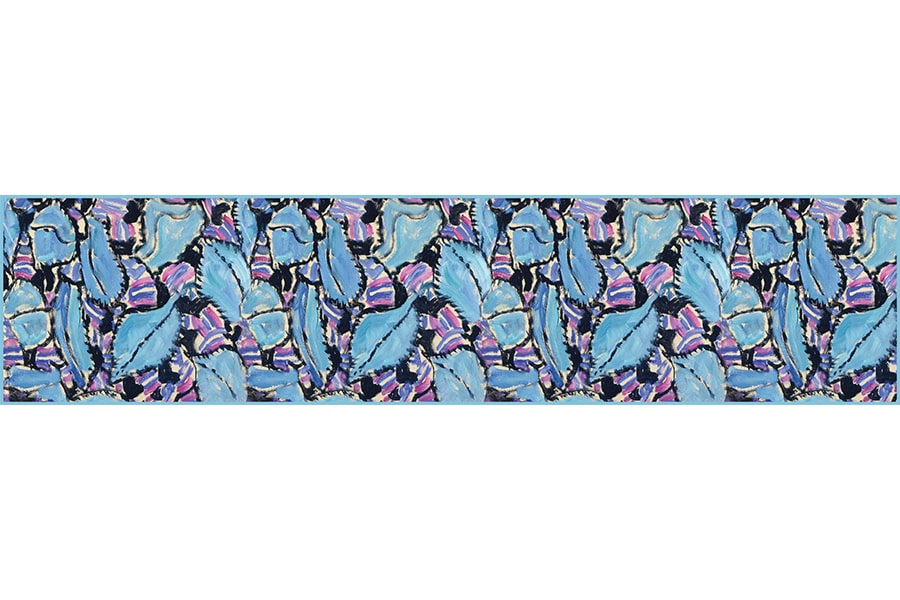 Klimt Turquoise & Pink Crêpe de Chine Scarf - Flat Artwork