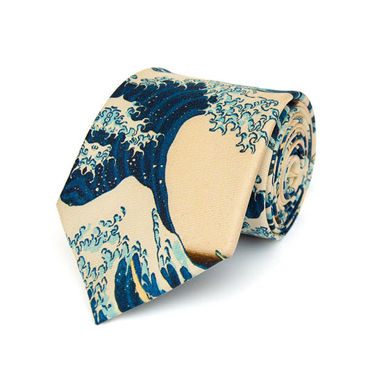 Hokusai Wave Silk Tie