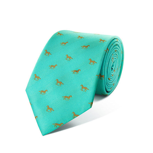 Galloping Horses Turquoise Silk Tie