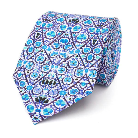 Suzani Blue Silk Tie