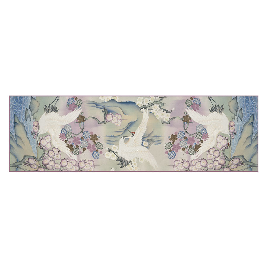 Japanese Kimono Crane Silk Habotai Scarf Artwork