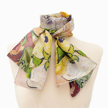 Van Gogh Rose & Anemones Silk Habotai Scarf - Style 2
