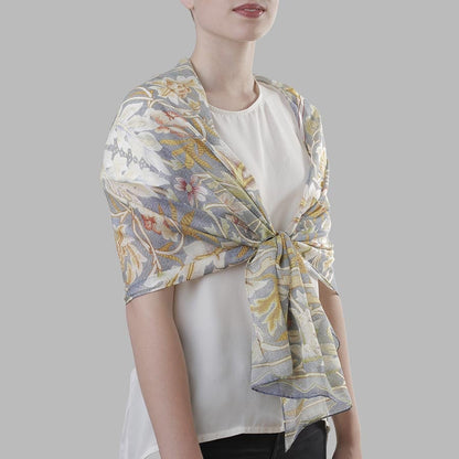 Morris Embroidery Chiffon Scarf - Modelled