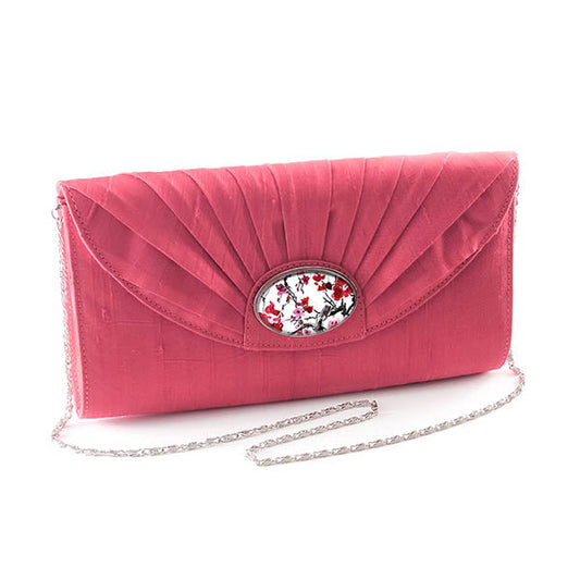 Pink Silk Cameo Clutch Bag