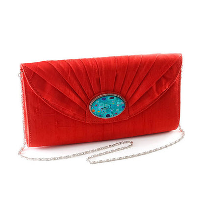 Red Silk Cameo Clutch Bag