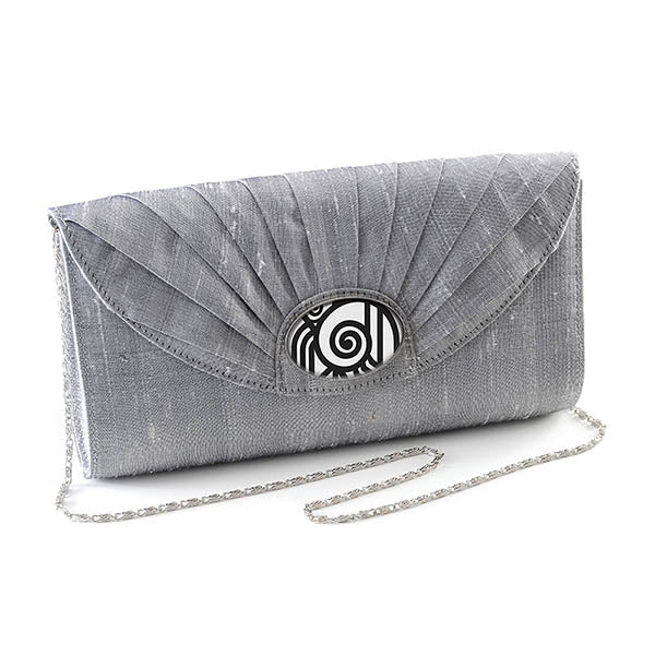 Silver Silk Cameo Clutch Bag